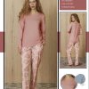 DOREANSE Kadın Çiçek Desenli Somon Renk T-Shirt Pijama Takımı 4124 - Görsel 3