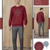 DOREANSE Erkek Bordo Gri Vintage Baskı Desenli T-Shirt Pijama Takımı 4824 - Görsel 2