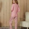 DOREANSE Büyük Beden Kadın Pembe Ebru Desenli Pijama Takımı 4264P - Görsel 2